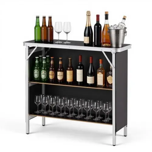 VEVOR Messetheke Klappbar, 980x385x870 mm, Empfangstheke mit Tragetasche, Ablagefach, Rezeptionstheke, Messestand, Bartisch, Faltbare Mobile Barstation für Veranstaltungen, Partys & Messen – Bild 8