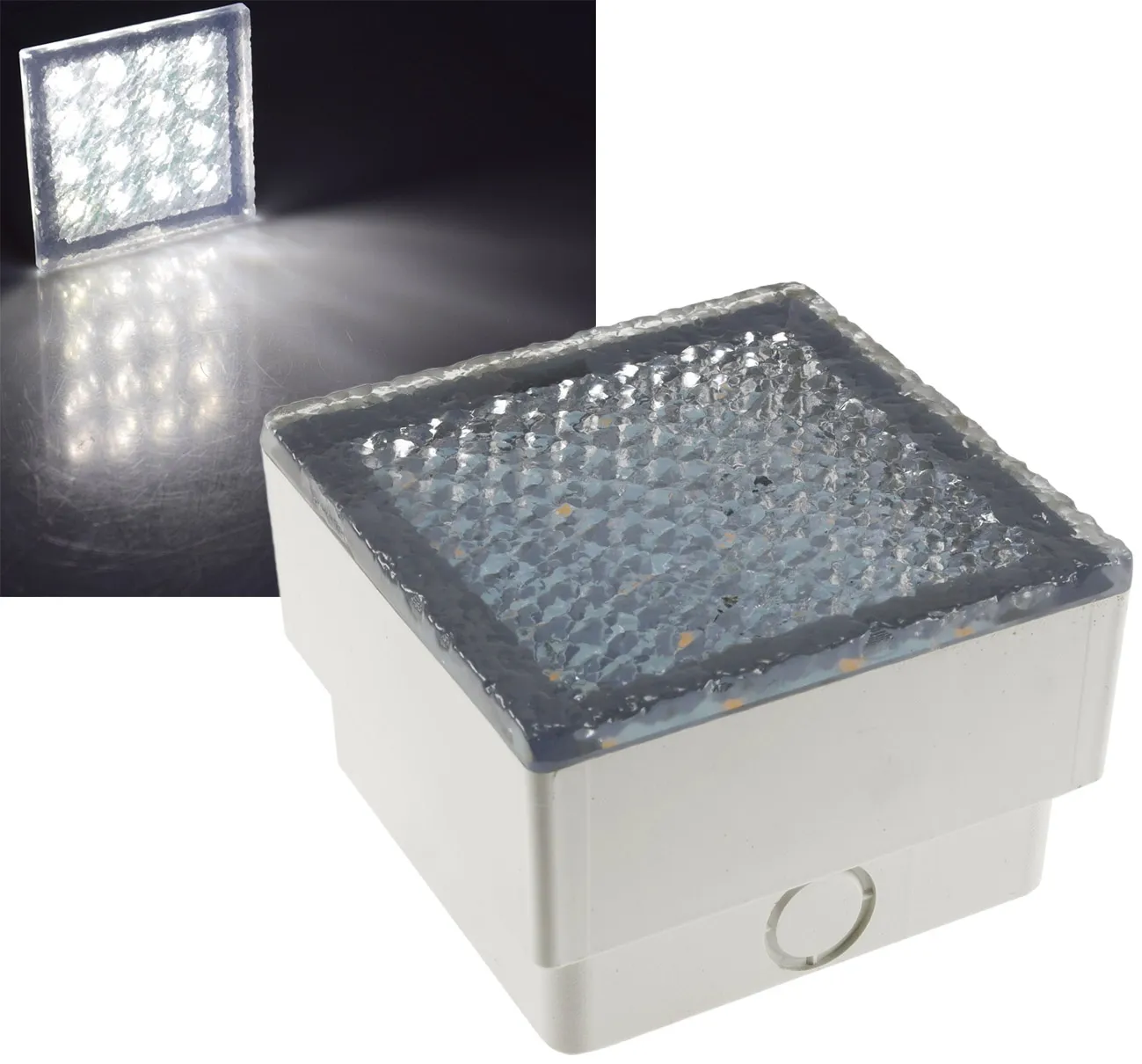 LED Pflasterstein „BRIKX 10“ neutralweiß 10x10x7cm, 130lm, IP67, 230V LED Pflasterstein „BRIKX 10“ neutralweiß 10x10x7cm, 130lm, IP67, 230V