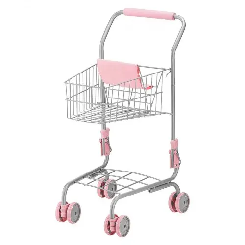 VEVOR Einkaufswagen für Kinder, Einkaufswagen Supermarkt Spielzeug mit Klappsitz für Puppen Stahlrahmen & Rollen, Faltbares Kaufladenzubehör mit Puppen-Spielset, Kaufmannsladen Spiele für Kinder ab 3 – Bild 9
