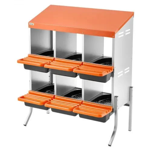 VEVOR 2-stöckiges Legenest 795x525x990 mm, 6 Fächer, Hühnernest aus Metall mit Stützbeinen, Geflügelnester, Abrollnest, ideal für Hennen, Enten, Hühner & anderes Geflügel, Orange – Bild 10