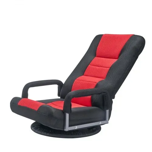 VEVOR drehbarer Boden Gamingstuhl mit Armlehnen (360° drehbar) Bodensofa mit 6 einstellbaren Positionen & Rückenlehne & Lendenwirbelstütze, Video-Liegesofa zum Fernsehen und Lesen, Rot/Schwarz – Bild 9