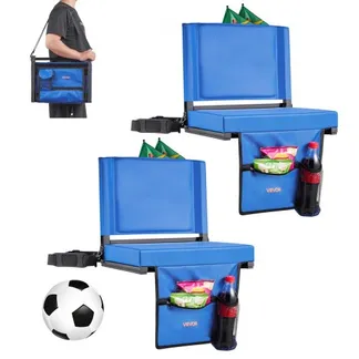 VEVOR Stadionsitz klappbarer Tribünenstuhl mit Rückenlehne, gepolsterter Tribünensitz mit Schultergurt & Getränkehalter & Haken & Seitentasche, Stadionstuhl (431,8 mm breit) Blau 2 Stk. VEVOR Stadionsitz klappbarer Tribünenstuhl mit Rückenlehne, gepolsterter Tribünensitz mit Schultergurt & Getränkehalter & Haken & Seitentasche, Stadionstuhl (431,8 mm breit) Blau 2 Stk.