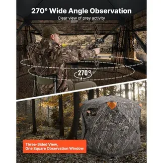 VEVOR Jagdversteck, 270° durchsichtiges Bodenversteck, 1–2 Personen Pop-Up-Hirschversteck für die Jagd mit Tragetasche, tragbares, belastbares Jagdzelt, durchsichtiges Einwegnetz für Hirschjagd VEVOR Jagdversteck, 270° durchsichtiges Bodenversteck, 1–2 Personen Pop-Up-Hirschversteck für die Jagd mit Tragetasche, tragbares, belastbares Jagdzelt, durchsichtiges Einwegnetz für Hirschjagd