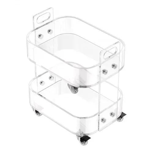 VEVOR Rollwagen Servierwagen 2-stufiger mobiler Beistellwagen, moderner rollender Acrylwagen mit Stauraum, transparenter Nachtwagen als Beistelltisch, für Wohnzimmer Schlafzimmer Bar Büro – Bild 10