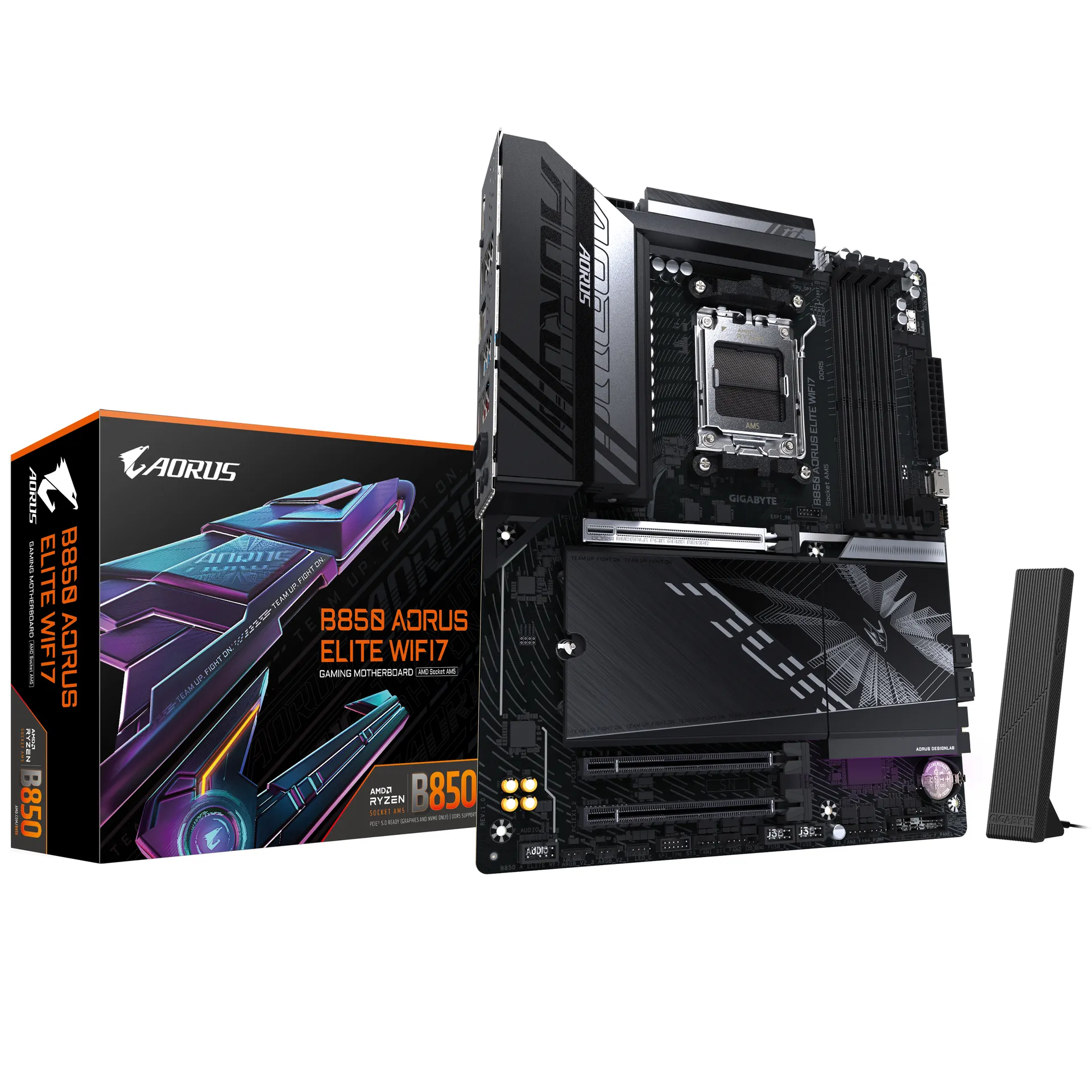 GIGABYTE B850 AORUS ELITE WIFI7 Motherboard – AMD Ryzen 9000 Serie CPUs, 14+2+2 Phasen digitales VRM, bis zu 8200MHz DDR5 (OC), 1xPCIe 5.0 + 2xPCIe 4.0 M.2, 2,5 LAN, WIFI 7, USB 3.2 Gen 2×2 GIGABYTE B850 AORUS ELITE WIFI7 Motherboard – AMD Ryzen 9000 Serie CPUs, 14+2+2 Phasen digitales VRM, bis zu 8200MHz DDR5 (OC), 1xPCIe 5.0 + 2xPCIe 4.0 M.2, 2,5 LAN, WIFI 7, USB 3.2 Gen 2×2
