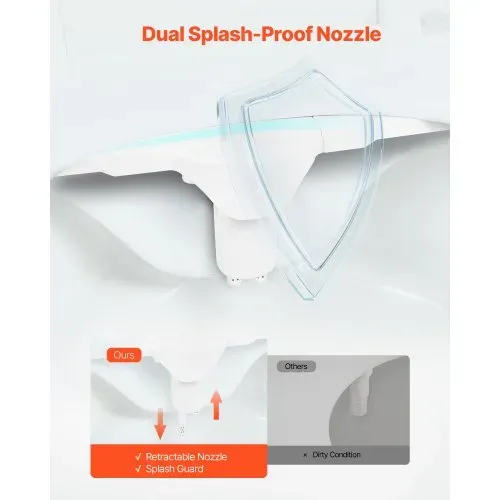 VEVOR Bidet-Toilettenaufsatz 7 mm ultradünner Toilettensitz-Aufsatz mit 2 einziehbaren Düsen (Kaltwasser / Warmwasser) & 2 Drehknöpfen & einstellbarm Wasserdruck für die Gesäß- und Intimwäsche – Bild 3