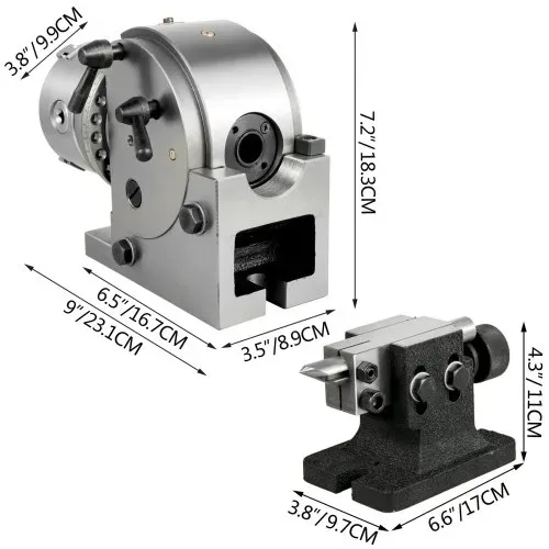 VEVOR Teilapparat Rundtischteilkopf ø100mm Horizontal Vertikal Fräsmaschine Bs-0 – Bild 7