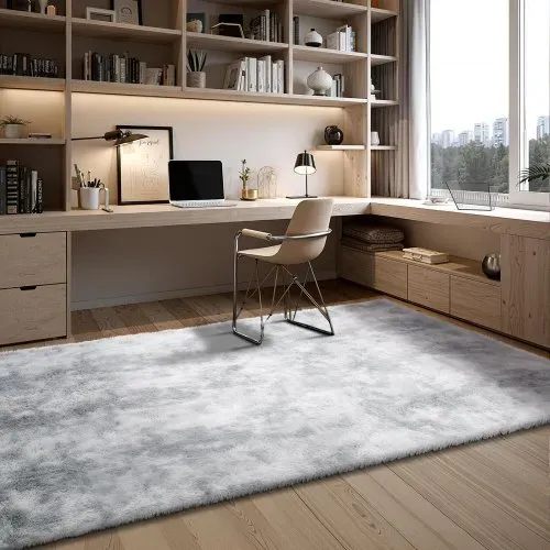 VEVOR Hochflor Teppich 2743x1829 mm, flauschiger Wohnzimmmerteppich mit dreilagigem Material, Bodenteppiche für Wohnzimmer, Schlafzimmer, Wintergarten, fusselfrei & weich, rutschfest, Grau-Mix – Bild 7