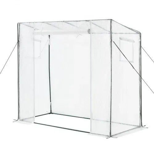VEVOR Gewächshaus 195x77x146/168 cm, Foliengewächshaus, Tomatenhaus mit Pulverbeschichtetem Stahlrahmen, PE-Abdeckung, Aufrollbarer Reißverschlusstür & 2 Fenster, Treibhaus für Außenbereich – Bild 9