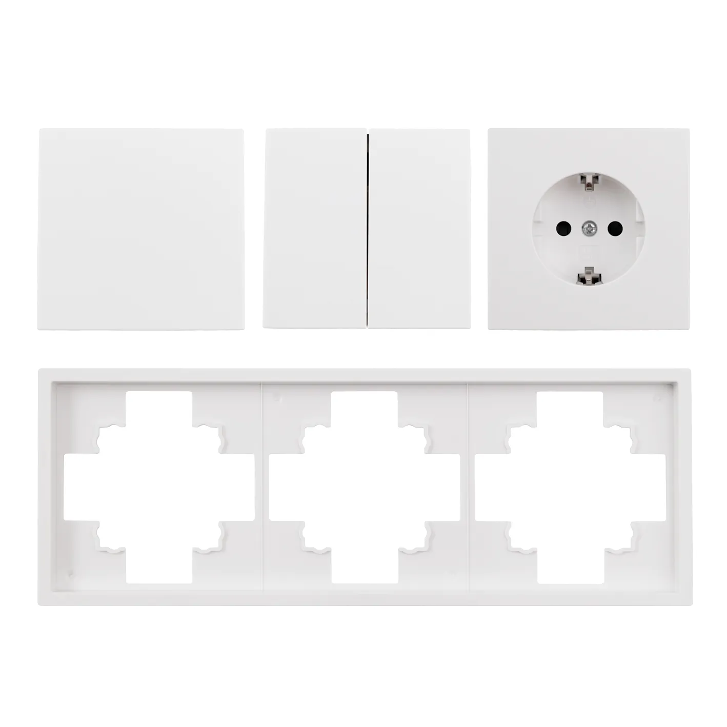 Schalter und Steckdosen Set McPower Shallow ''Tür 3-fach'' weiß, 4-teilig, Steckanschluss – Bild 3