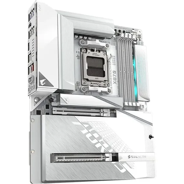 GIGABYTE X870 AORUS STEALTH ICE Mainboard – Unterstützt AMD Ryzen 9000 CPUs, digitales 16+2+2 Phasen VRM, bis zu 8200 MHz DDR5 (OC), 2 x PCIe 5.0 + 2 x PCIe 4.0, Wi-Fi 7, 5 GbE LAN, USB 4 – Bild 4