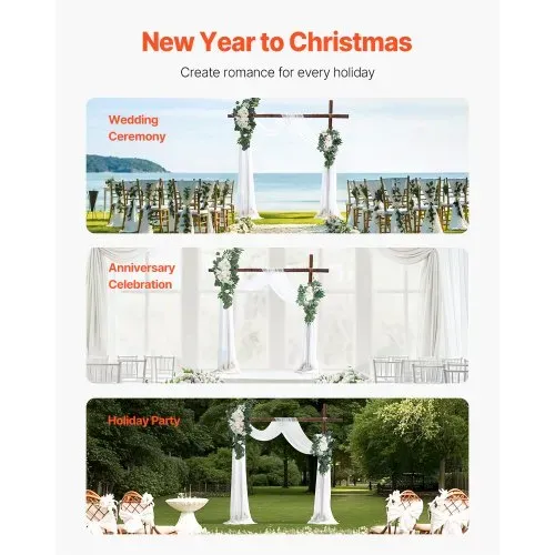 VEVOR Blumenset für Hochzeit Bogen, weiße Blumen für Traubogen mit Vorhängen (4er-Set) – 2 Blumenarrangements, 2 transparente Vorhänge, für Zeremoniensträuße, Empfangshintergrunddekoration – Bild 5