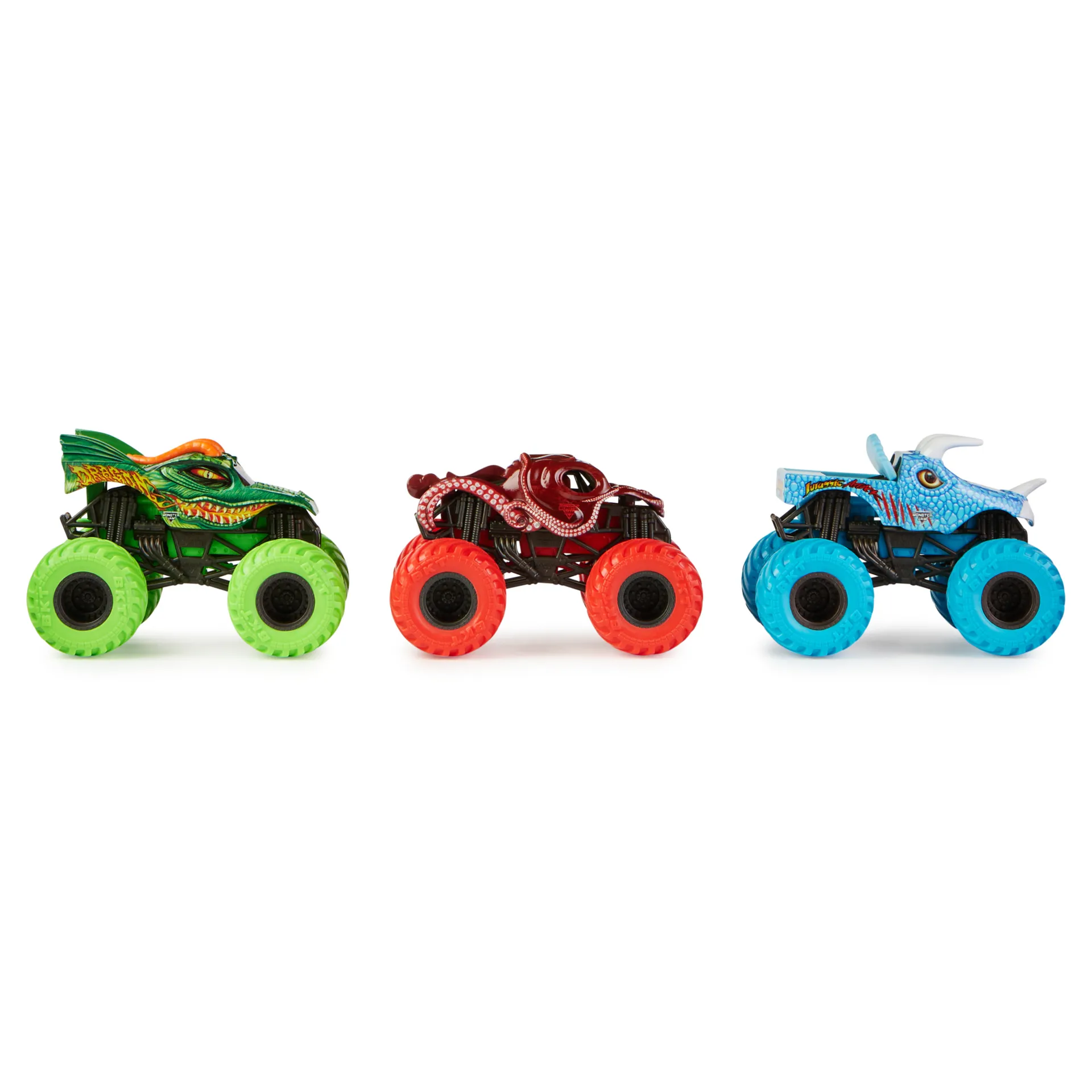 Monster Jam , 3er-Pack „Charged Beasts“ (mit den Trucks Dragon, Octon8er und Ice Dragon), coole Trucks im Maßstab 1:64 (Spritzguss) – Bild 4
