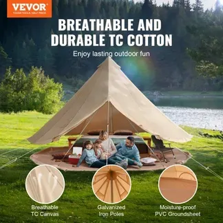 VEVOR Glockenzelt 7 x 3,5 m Jurten Zelt TC-Baumwolle und robusten Eisenstangen mit einer PVC-Bodenplane Campingzelt 12 Personen Familienzelt 12 Fenster Gruppenzelt für Outdoor-Abenteuer VEVOR Glockenzelt 7 x 3,5 m Jurten Zelt TC-Baumwolle und robusten Eisenstangen mit einer PVC-Bodenplane Campingzelt 12 Personen Familienzelt 12 Fenster Gruppenzelt für Outdoor-Abenteuer
