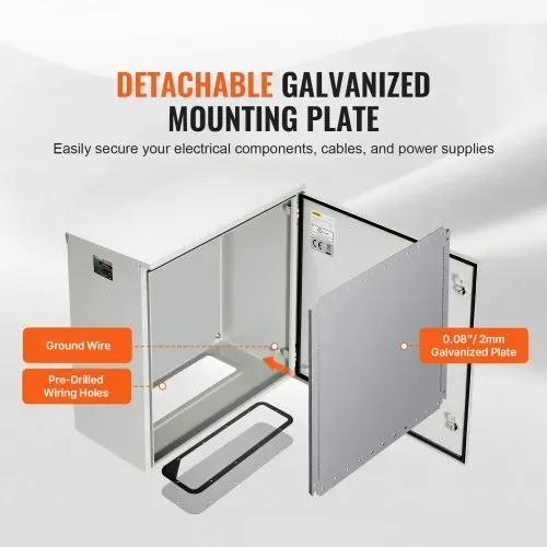 VEVOR Schaltschrank Elektrogehäuse, 600x600x300 mm, NEMA 4 Außengehäuse, IP66 wasserdicht & staubdicht, kaltgewalzter Stahl, klappbare Anschlussdose für den Innen- & Außenbereich, mit Regenschutz – Bild 4