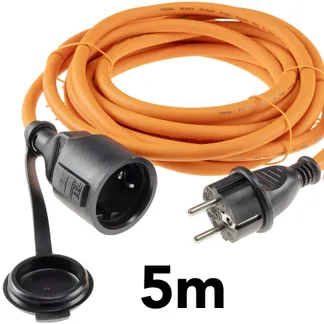 Verlängerungskabel 5m, IP44, Orange H07RN-F 3G1,5 , Stecker / Kupplung Verlängerungskabel 5m, IP44, Orange H07RN-F 3G1,5 , Stecker / Kupplung