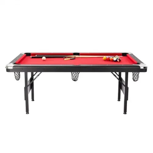 VEVOR Billardtisch, 1,9 m Billardtisch, Tragbarer & Klappbarer Tisch, Billardtisch-Set inkl. Bällen, Queues, Kreide, Schwarz mit Rotem Tuch, Perfekt für Familienspielzimmer, Kinder und Erwachsene – Bild 10
