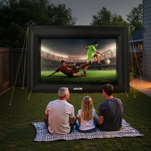 VEVOR aufblasbare Filmleinwand Projektion Beamer Leinwand aus 600D, Projektionsleinwand mit tragbarer Aufbewahrungstasche, 16:9, Filmprojektion für Heimkino Mottoparty Poolspaß (378 x 160 x 317 cm) – Bild 7