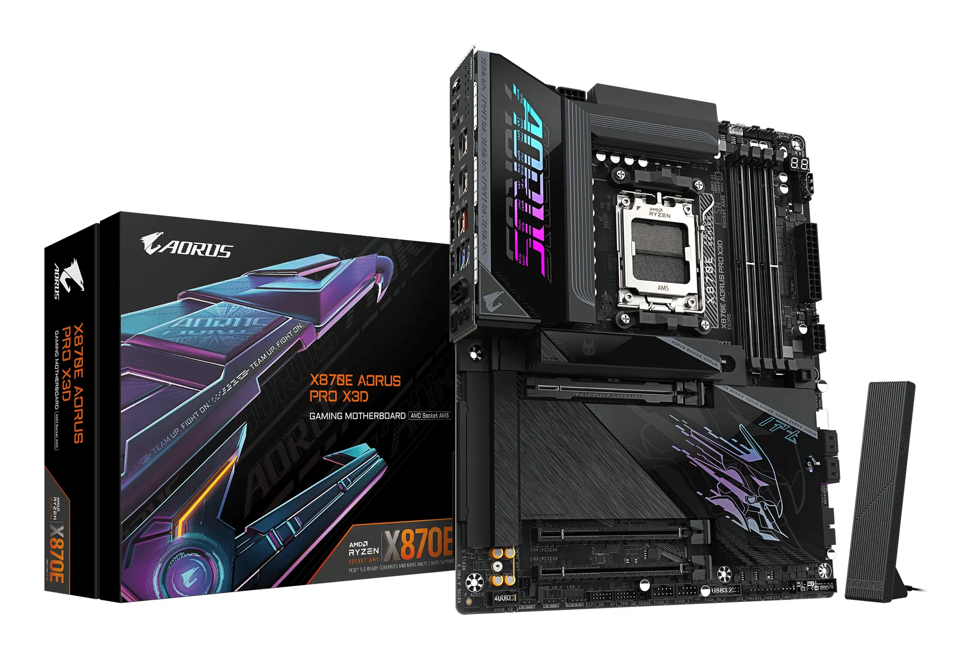 GIGABYTE X870E AORUS PRO X3D Mainboard – Unterstützt AMD Ryzen 9000 CPUs, digitales 18+2+2-Phasen-VRM, bis zu 9000MHz DDR5 (O.C.), 2xPCIe 5.0 + 2xPCIe 4.0, Wi-Fi 7, 5GbE LAN, USB 4 GIGABYTE X870E AORUS PRO X3D Mainboard – Unterstützt AMD Ryzen 9000 CPUs, digitales 18+2+2-Phasen-VRM, bis zu 9000MHz DDR5 (O.C.), 2xPCIe 5.0 + 2xPCIe 4.0, Wi-Fi 7, 5GbE LAN, USB 4