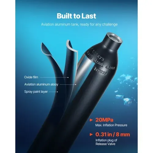 VEVOR Tauchflasche tragbarer Tauchtank Sauerstoffflasche zum Tauchen unterstützt 5–10 Minuten Unterwasseratmung, 10 m Tauchtiefe, Lungentank-Set mit Schnorchelmaske für Unterwassererkundungen – Bild 2