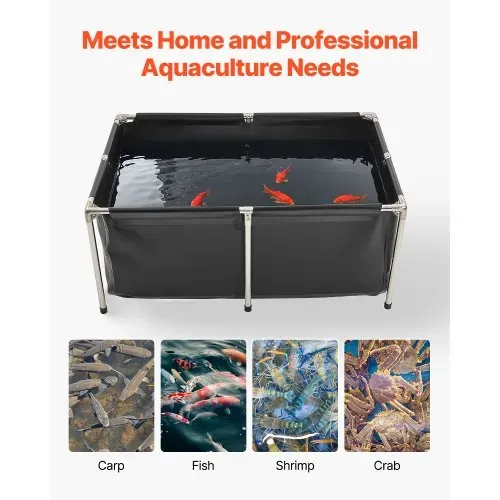 VEVOR Fischteich aus Segeltuch, 480 L Fischtank, faltbares PVC-Koi-Aquarium, Fischbecken mit stabilem Rahmen & Ablassventil, für Aquakultur, Koi-Zucht & Bewässerung 1200x800x500 mm – Bild 5