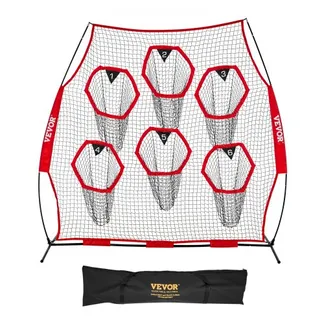 VEVOR Fußballtrainer Wurfnetz Übungsnetz (274 x 106 x 243 cm) mit 6 Zieltaschen & tragbarer Aufbewahrungstasche & Gurten, Wurfelziel-Training für die Passgenauigkeit des Quarterbacks, rot VEVOR Fußballtrainer Wurfnetz Übungsnetz (274 x 106 x 243 cm) mit 6 Zieltaschen & tragbarer Aufbewahrungstasche & Gurten, Wurfelziel-Training für die Passgenauigkeit des Quarterbacks, rot