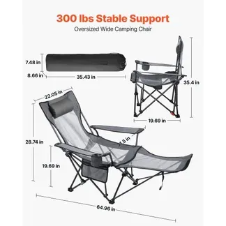 VEVOR Campingstuhl faltbar, Liegestuhl mit 4 verstellbaren Positionen, Relaxsessel Liege mit Getränkehalter, Netz-Strandstuhl mit Kopfstütze & Fußstütze, trägt 100 kg , für Outdoor Camping, grau VEVOR Campingstuhl faltbar, Liegestuhl mit 4 verstellbaren Positionen, Relaxsessel Liege mit Getränkehalter, Netz-Strandstuhl mit Kopfstütze & Fußstütze, trägt 100 kg , für Outdoor Camping, grau