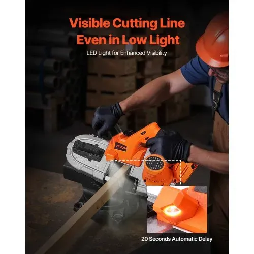 VEVOR 20 V Akku Bandsäge, 65 mm Schnitttiefe, mit bürstenlosem Motor, kabelloses & kompaktes Portaband, Aufhängehaken, 0–192 m/min variable Drehzahl, zum Schneiden von Metall, Holz (nur Werkzeug) – Bild 4