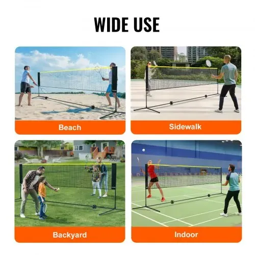 VEVOR Badmintonnetz, höhenverstellbares Volleyballnetz, 420 x 155 x 103 cm Faltbares Pickleballnetz, Tragbares Tennisnetz-Set mit Stangen, Ständer und Tragetasche, im Garten, Drinnen & Draußen – Bild 5