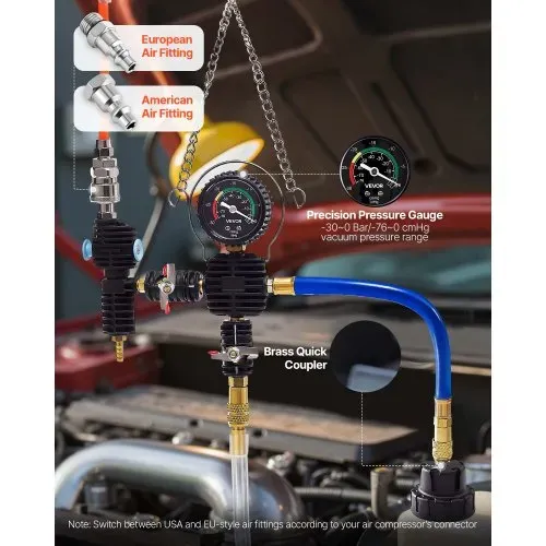 VEVOR Kühlmitteldruckprüfer Set 47-tlg. Kühlwasser Befüllgerät mit 3 Metalladaptern, universelle Passform, Druckprüfwerkzeug für Kfz-Kühlsysteme, mit Druckpumpe und Kunststofffüller – Bild 4