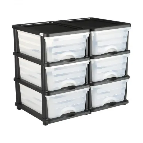 VEVOR Schubladenwagen Schubladenschrank mit 3 Schubladen (2er-Pack), rollbarer Schubladenbox Rollcontainer aus Kunststoff mit durchsichtigen Behältern für Bürobedarf Bastelräume Klassenzimmer – Bild 9