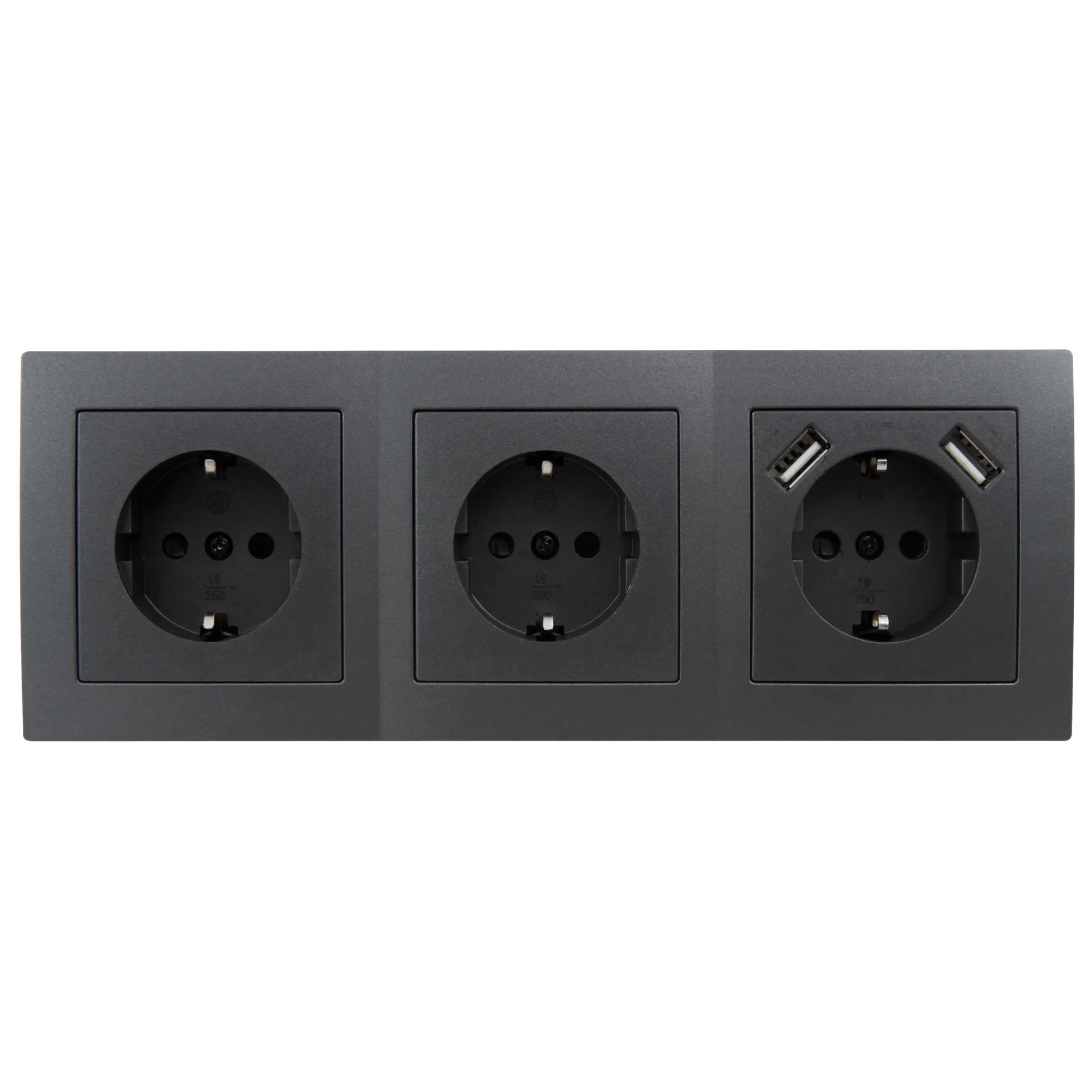 Steckdosenblock McPower ''Flair'' Aufbau, anthrazit, 3-fach Schutzkontakt + USB – Bild 2