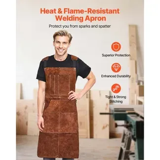 VEVOR Schweißerschürze aus Rindsleder, flammhemmende Schutzschürze, hitzebeständige Lederschürze mit 6 Werkzeugtaschen, Arbeitsschürze für Holzbearbeitung, Gartenarbeit, Grillen, 610x914mm VEVOR Schweißerschürze aus Rindsleder, flammhemmende Schutzschürze, hitzebeständige Lederschürze mit 6 Werkzeugtaschen, Arbeitsschürze für Holzbearbeitung, Gartenarbeit, Grillen, 610x914mm
