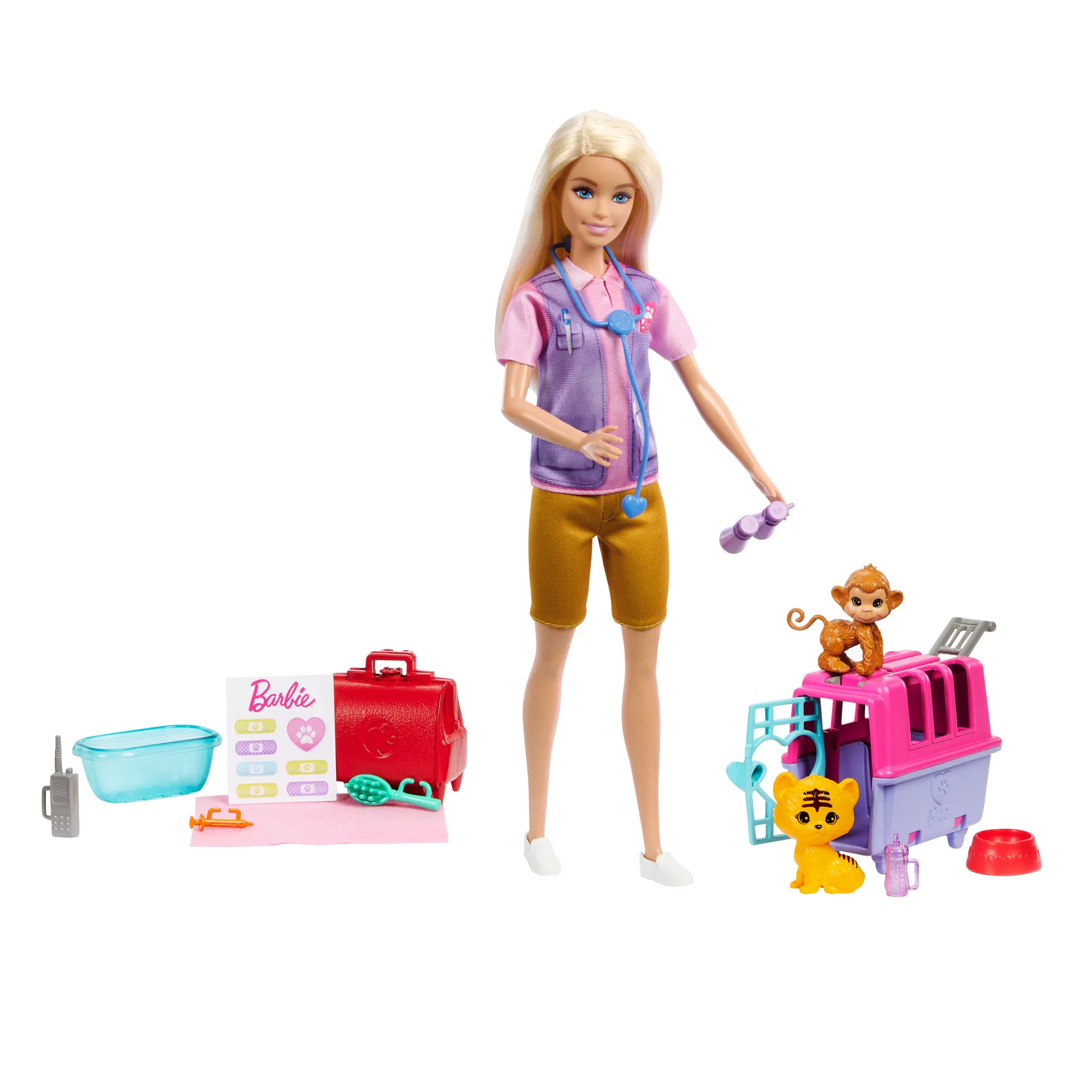 Barbie Barbie-Tierrettungsspielset mit blonder Puppe, 2 Tierfiguren und Zubehör – Bild 5