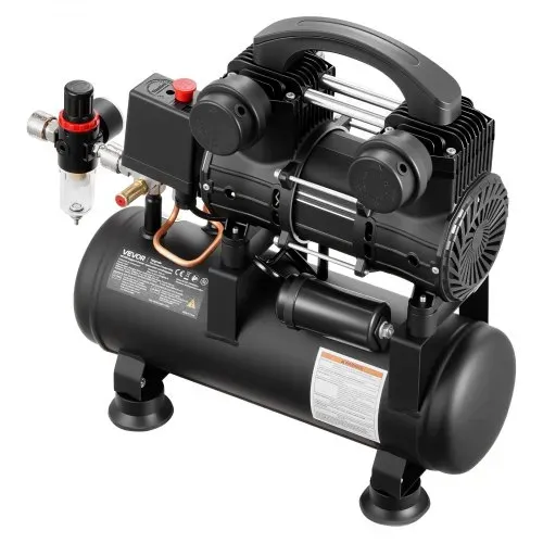 VEVOR 0,75 KW Druckluftkompressor, Ölfreier Kompressor mit 6 L Lufttank, Flüsterkompressor mit 71 L/min bei 6,2 bar & Max. 8 bar, Stabiler Luftkompressor Fußpolstern & Griff für Werkstatt Heimwerker – Bild 10
