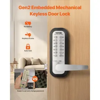 VEVOR mechanisches schlüsselloses Türschloss mit einseitiger Tastatur (14 Tasten), schlüsselloses Türschloss mit Griff, Codeschloss für Haus Büro Außenzaun Hof Silber (35-65 mm starke Tür) VEVOR mechanisches schlüsselloses Türschloss mit einseitiger Tastatur (14 Tasten), schlüsselloses Türschloss mit Griff, Codeschloss für Haus Büro Außenzaun Hof Silber (35-65 mm starke Tür)
