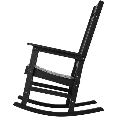 VEVOR 2 Stück Veranda-Schaukelstuhl, HIPS-Schaukelstuhl für draußen, Terrassen-Schaukelstuhl mit hoher Rückenlehne und glatten Armlehnen, trägt bis zu 180 kg, für Garten, Balkon, Veranda, schwarz – Bild 8