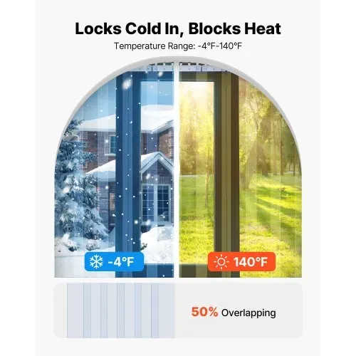 VEVOR Streifenvorhang, 213 cm Höhe x 121 cm Breite, 0,2 cm Dicke, 8 Stück transparenter PVC-Streifen-Türvorhang, Gefrierschrankvorhang, Kunststoff-Türstreifen für begehbare Gefrierschränke, Kühlschränke und Lagertüren, mit 50 % Überlappung – Bild 3