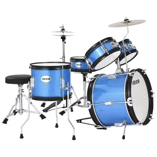 VEVOR Schlagzeug Set, 5-teilig, 35,6 cm Basstrommel, 20,3 cm Snare, 15,2 cm & 20,3 cm Tomtoms, 25,4 cm Standtom, 25,4 cm Crash-Becken, 20,3 cm Hi-Hat mit Ständer, für Kinder von 6–13 Jahren (blau) – Bild 9