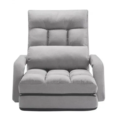 VEVOR Bodenstuhl Boden-Gaming Stuhl mit 5 einstellbaren Positionen & Rückenlehne, klappbarer Sofastuhl mit Armlehne für Erwachsene, Sofa-Liegebett mit Rückenkissen für Schlafzimmer, Grau – Bild 8