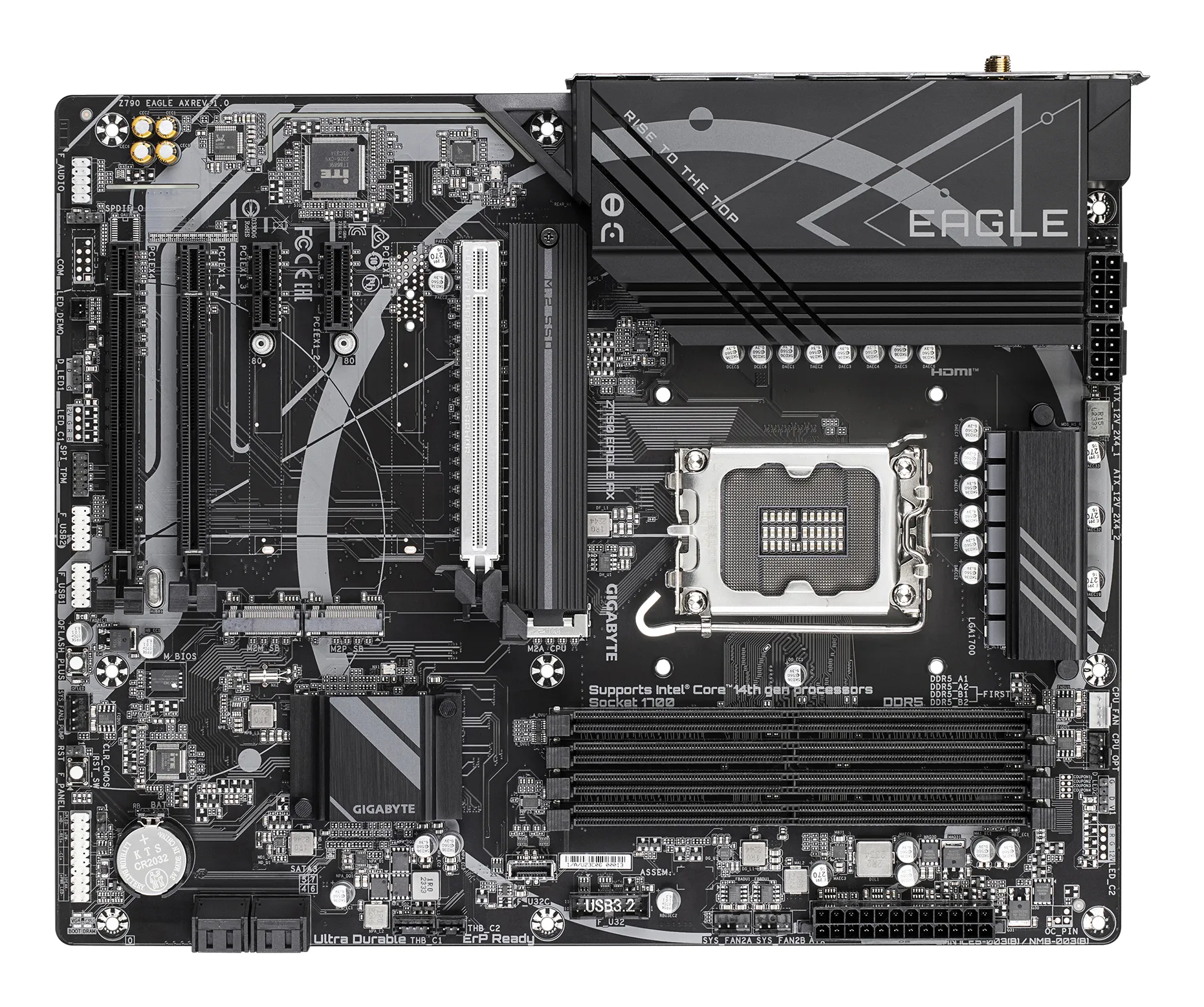 GIGABYTE Z790 EAGLE AX Motherboard - Unterstützt Intel Core 14. Generation CPUs, 12+1+1 Phasen Digital VRM, bis zu 7600MHz DDR5 (OC), 3xPCIe 4.0 M.2, Wi-Fi 6E, 2.5GbE LAN, USB 3.2 Gen 2 – Bild 4