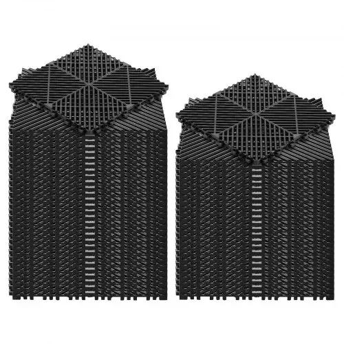 VEVOR Ineinandergreifende Drainagematten 55-tlg. 31 x 31 cm, Garagenbodenfliesen Rutschfeste Klickfliesen aus PP, Modularer Garagenboden für Bad Küche Pool Außenbereich, Selbstentwässernd, Schwarz – Bild 8