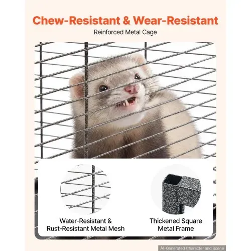 VEVOR Kleintierkäfig Frettchenkäfig Kleintiergehege 635x435x1330 mm, Frettchen Chinchillas Gleithörnchen Kleine Katzen & Kaninchen 6-Stöckig 25,4 mm Drahtabstand Feststellbare Schwenkrolle – Bild 4