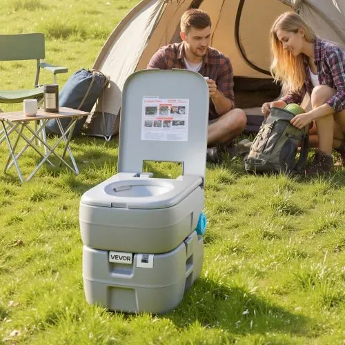 VEVOR Tragbare Toilette mit 30 L Abnehmbarem Abwassertank & 200 Spülungen, Campingtoilette Reisetoilette mit Füllstandsanzeige, Geeignet für Wohnmobilreisen Camping Wandern Bootsfahrten Ausflüge – Bild 7