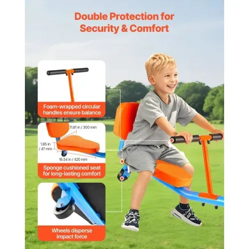 VEVOR Kinderwippe 2640 x 930 x 710 mm, Wippe bis 136 kg belastbar, Gartenwippe mit Griffen, Schaukelwippe, Karussellwippe für draußen, 360 Grad drehbar, Spielzeug für Kinder ab 3 Jahren – Bild 5