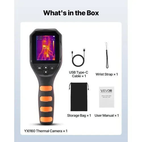 VEVOR Wärmebildkamera, 320x240 TISR Superauflösung, Thermokamera mit 2MP visueller Kamera, 160x120 IR-Auflösung, 25 Hz Bildwiederholfrequenz, -20 °C bis 550 °C, 4 Bildmodi & 6 Farbpaletten – Bild 6
