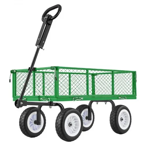 VEVOR Bollerwagen 408,2 kg Tragkraft, Gartenwagen mit PU-Reifen, Stahl-Transportwagen mit Verstellbarem Griff, Abnehmbaren Seitenwänden, Gerätewagen zur Befestigung an ATV oder Traktor, Grün – Bild 8