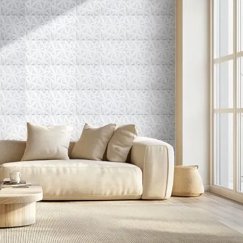 VEVOR 3D-Wandpaneele 33er-Set, 30x30 cm PVC-Moderne minimalistische Wandverkleidung, 2,97 m² Deckkraft, Wanddeko, Inneneinrichtung für Decke, Schlafzimmer, Wohn- und Spielzimmer, Mattweiß – Bild 7