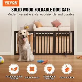 VEVOR Freistehendes Hundetor, Haustiertor, 508 x 610 mm Türschutzgitter 3-Platten-Faltbares Hundetor für Breite & Schmale Durchgänge, Erweiterbare Klappbare Hundebarriere, Braunes Treppenschutzgitter VEVOR Freistehendes Hundetor, Haustiertor, 508 x 610 mm Türschutzgitter 3-Platten-Faltbares Hundetor für Breite & Schmale Durchgänge, Erweiterbare Klappbare Hundebarriere, Braunes Treppenschutzgitter