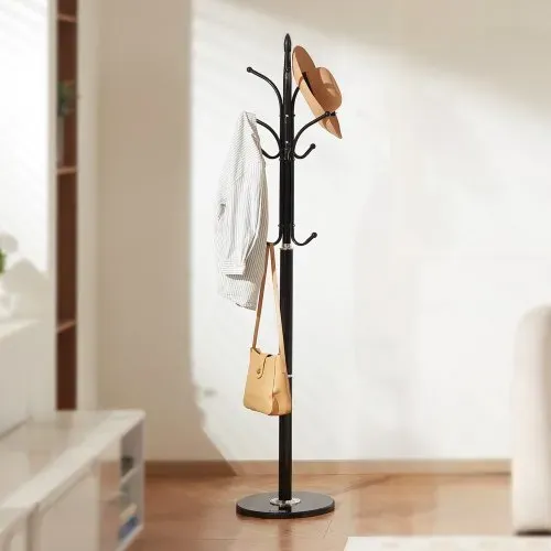 VEVOR Garderobenständer, 370x370x1800 mm, Kleiderständer mit Marmorsockel & 6 Haken, Flurgarderobe für Eingangsbereich, Schlafzimmer, Büro, Wohnzimmer, Kleiderbügel für Mäntel, Hüte, Taschen – Bild 7